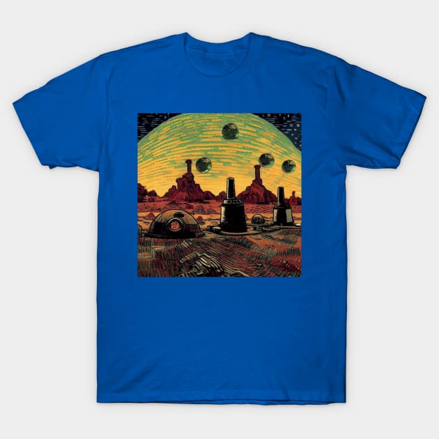 Starry Night in Mos Eisley Tatooine T-Shirt by Grassroots Green